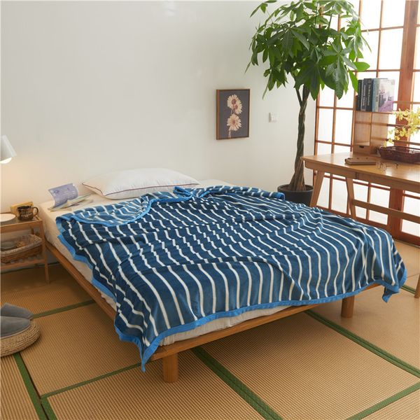 

200*230cm classical striped flannel fleece blankets for beds weighted sofa throw blanket plaids bedspread cobijas para cama