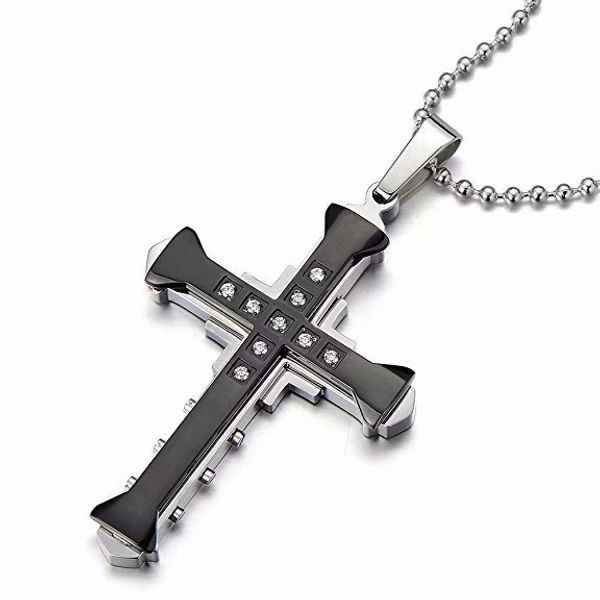 

dark knight men's necklaces titanium steel cross pendant necklace fashion jewelry wholesale ing, Silver