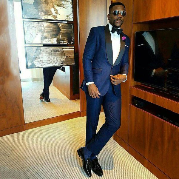 

classic navy blue groom tuxedo wedding suits for men costume homme wide shawl lapel 2piece groomsmen wear man outfit blazer terno masculino, Black;gray