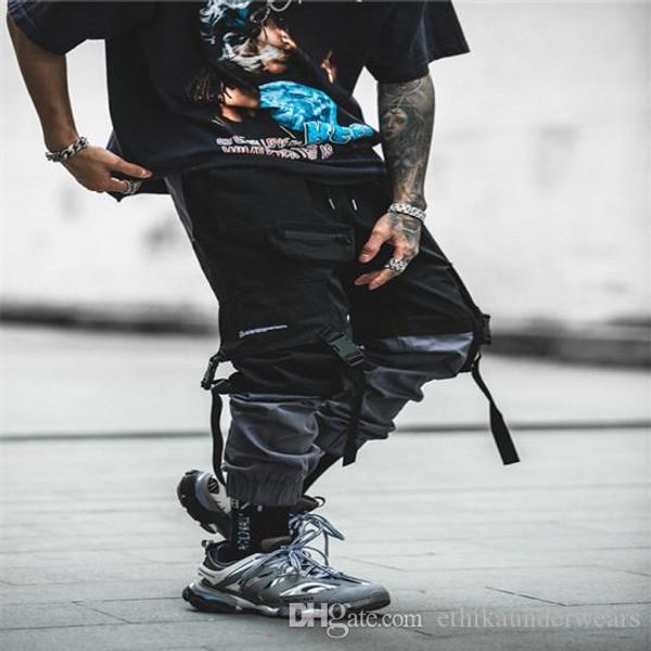 

mens overalls pants casual loose band pants spring summer fashion trousers teenager zipper fly pencil pants, Black