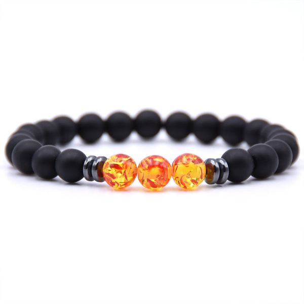 

natural stone tiger eye 7 chakra bracelets & bangles yoga balance beads buddha prayer elastic bracelet men pulseira masculina, Black