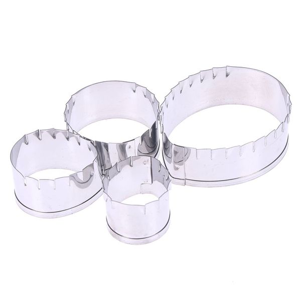 

4pcs practical home kitchen rose leaf shaped cookie cutter fondant tool stainless steel metal mold cake decorating mould