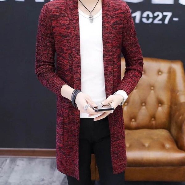 

long stripe high fashion knitted sweater for men red gray black cardigan sweater casual v-neck winter coat, White;black