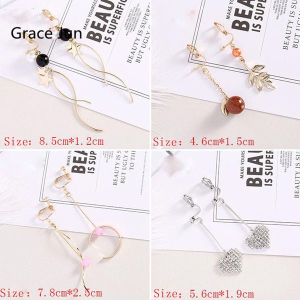 

korea style star heart butterfly clip on earrings without piercing for girl party jewelry no ear hole earrings, Silver