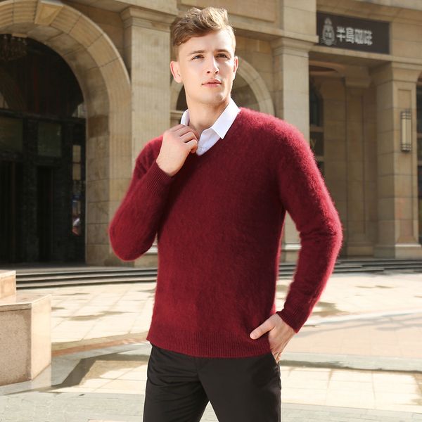 

men's sweater v-neck cashmere sweater coat long-sleeved solid color pullover bottoming thickening short paragraph, White;black