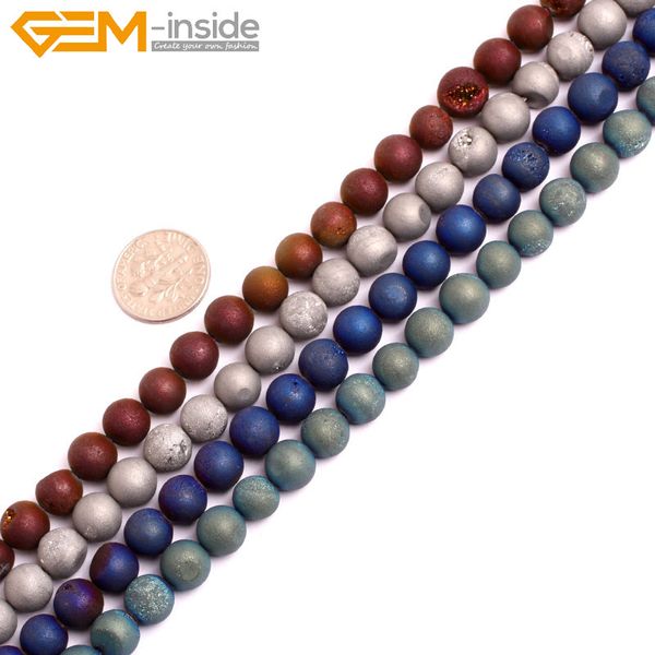 

gem-inside drusy clusters crude metallic coated agates beads for jewelry making beads 15'' diy
