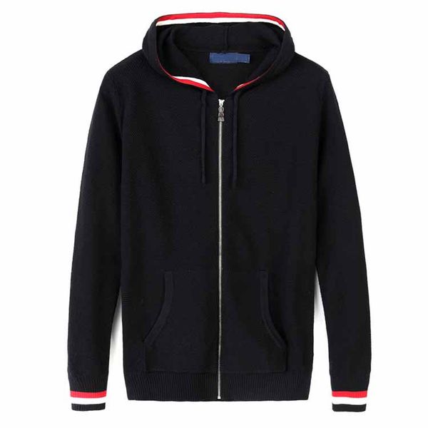 

designer mens sweaters autumn winter fashion hooded cardigan thick sweater coat brand casual slim zipper sweatshirts size -2xl wholesale, White;black