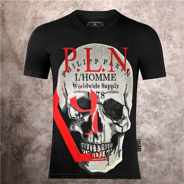 

2020 brand clothing designers pp t-shirts mens luxury tee fashion skull crystal summer tshirt men casual streetwear rock hip hop m-3xl, Black;brown