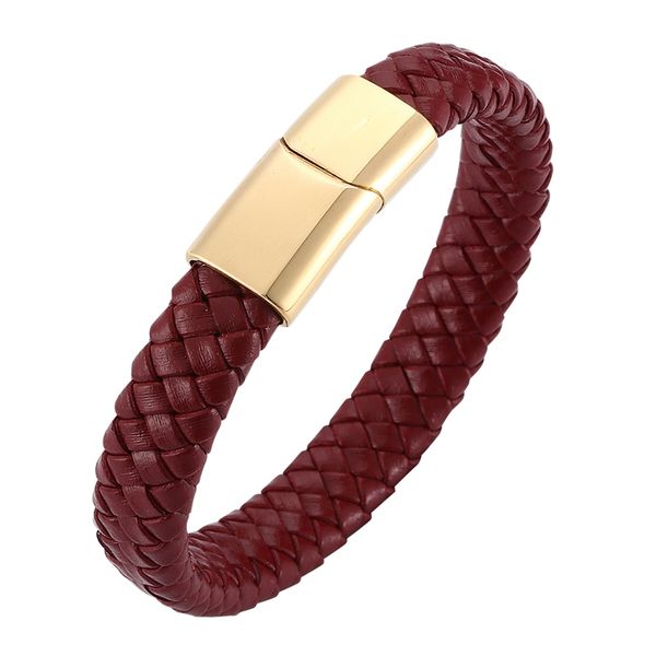 

2019 fashion punk leather bracelet bracelets & bangles for men women magnetic clasp wristband charm bracelets gift pd0226, Golden;silver