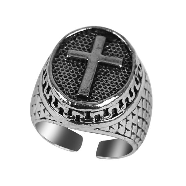 

new fashion domineering retro index finger ring personality creative cross alloy ring opening adjustable men's jewelry gift, Golden;silver