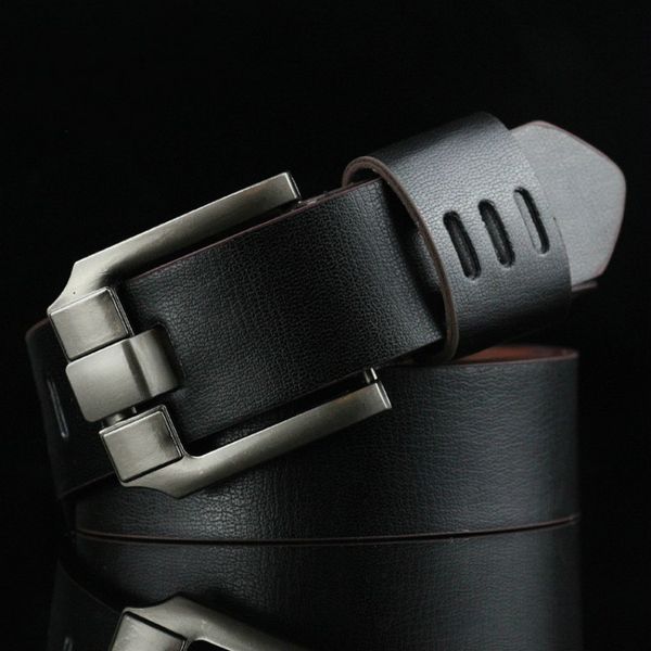 

new men's belt male leather pin buckle belts men alloy buckle casual male vintage strap leather belts 110cm, Black;brown