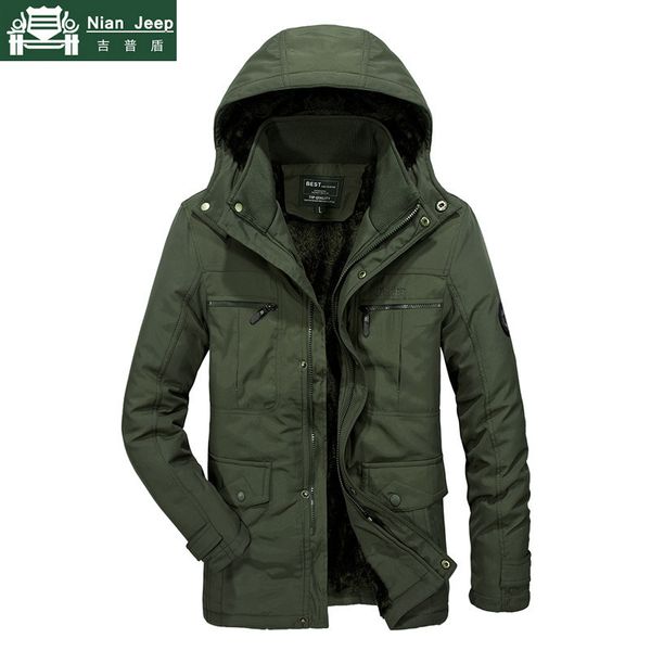 

new winter jacket men thick warm mens parkas wool liner windbreaker hooded coat male outwear multi-pocket jackets size l-5xl, Tan;black