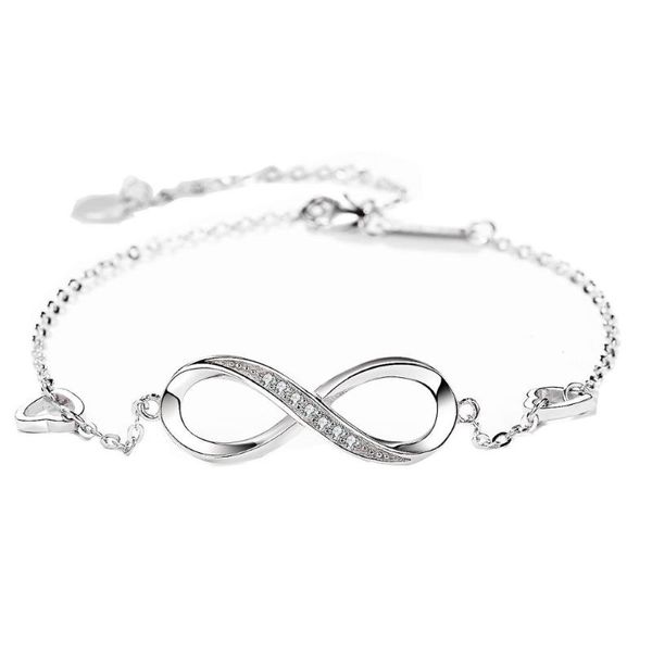 

925 jewelry infinity adjustable bracelet for woman s925 stlerling silver 22cm bracelets for party gift, Golden;silver