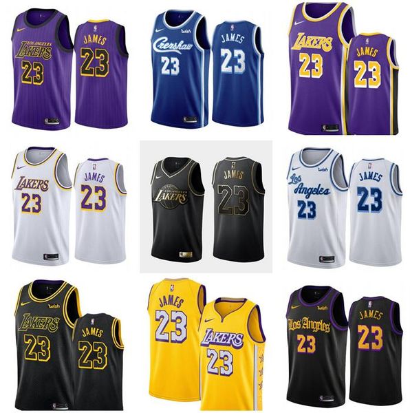 

2019-20 men's basketball jerseys los angeles lakers #23 lebron james swingman embroidered multi-color jerseys, Black;red