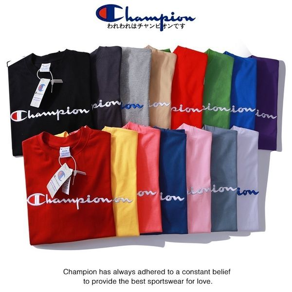 

Tide brand champion cur ive embroidery cla ic hort leeve couple hort t fabric comfort