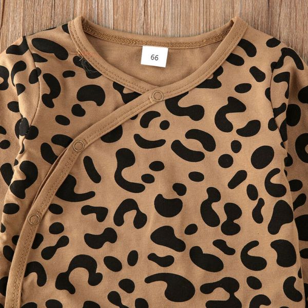 

pudcoco us stock 0-18m leopard newborn baby girl boy clothes set long sleeve cotton button leggings pants outfits, White