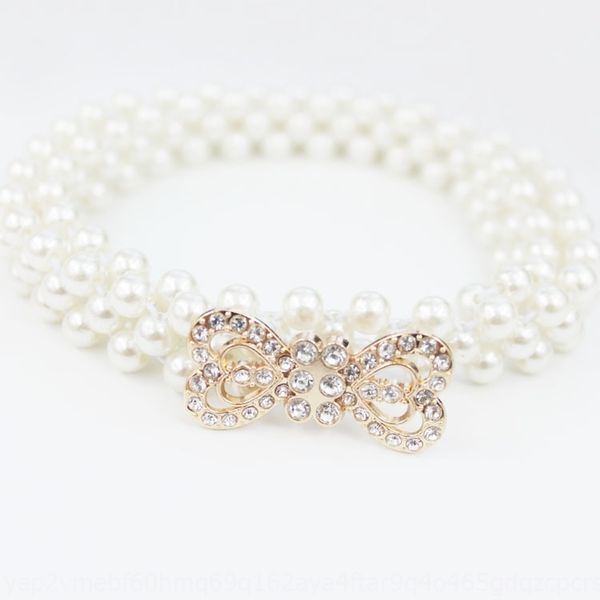 

pearl thin waist chain belt women's decorative waist seal all-match elastic rhinestone small dress rhinestone dress belt women, Black;brown