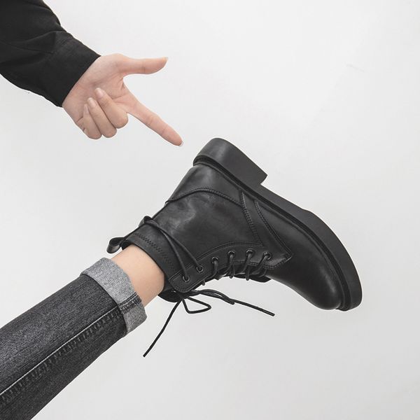 

2020 big size fashion dr.martins boots brand design ankle boots woman shoes shoelace cool shoes women female bota mujeres, Black
