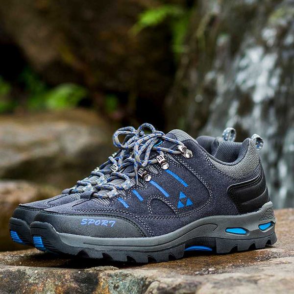 

men women hiking shoes outdoor lace up waterproof comfortable breathable anti slip trekking climbing men's sneakers women sports