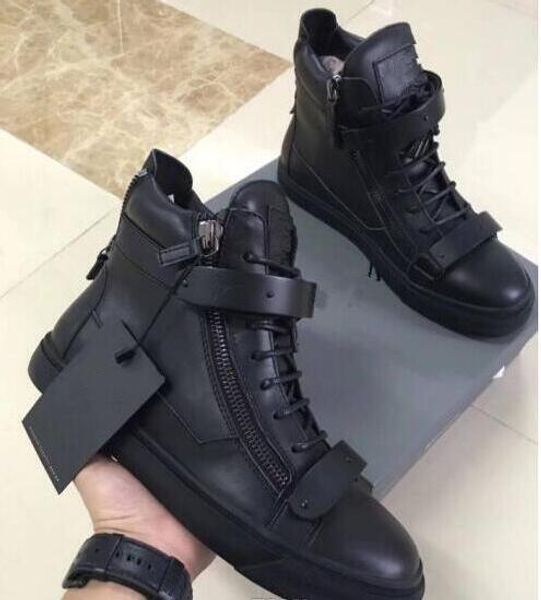 

italian brand designer men shoes genuine leather women platform sneakers zapatos mujer scarpa chaussure high-sneakers big size 35-47, Black