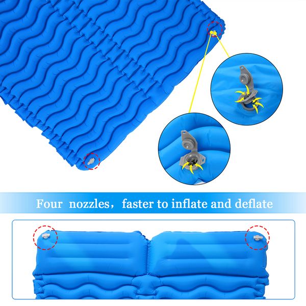 

tomshoo camping mat outdoor ultra-light portable 2 person mattress inflatable mat double moisture-proof sleeping pad with pillow