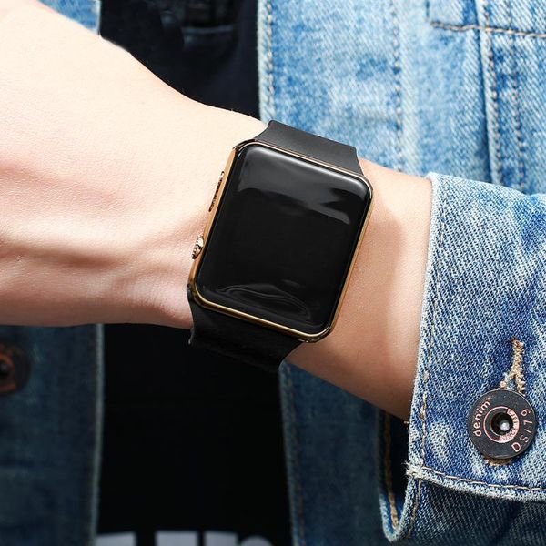 

fashion men watch women casual sports bracelet watches white led electronic digital candy color silicone wrist watch children, Slivery;brown