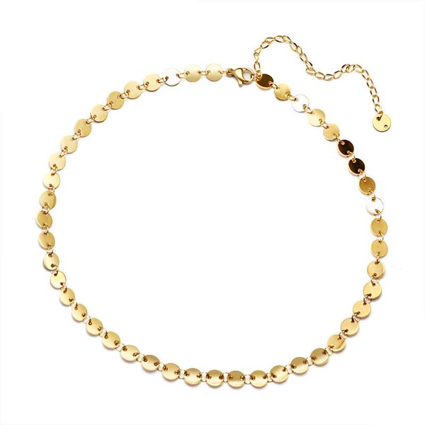 

gold color round choker necklaces for women gothic stainless steel jewelry short collar necklace 2020, Golden;silver
