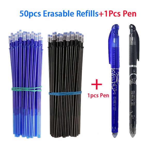 

51pcs/set 0.5mm blue black ink erasable refill rod erasable pen gel pen writing stationery