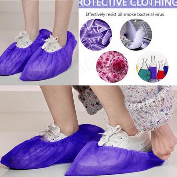 

100pcs disposable shoe cover breathable dust-proof non-slip environmental protection non-woven shoe household foot cover, White;pink