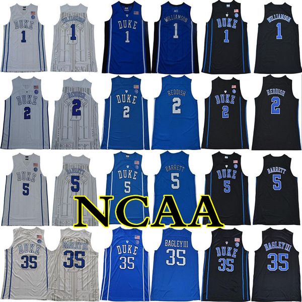 

2018 2019 duke blue devils ncaa college jersey 1 williamson 2 reddish 5 barrett 35 bagley iii 34 carter stitched, Black