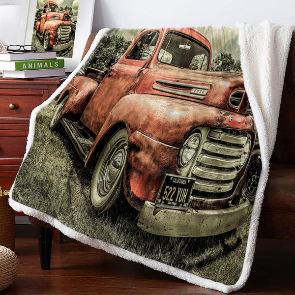 

farm retro car antique car warm soft blanket office sofa plush blanket bedspreads quilt drop ship