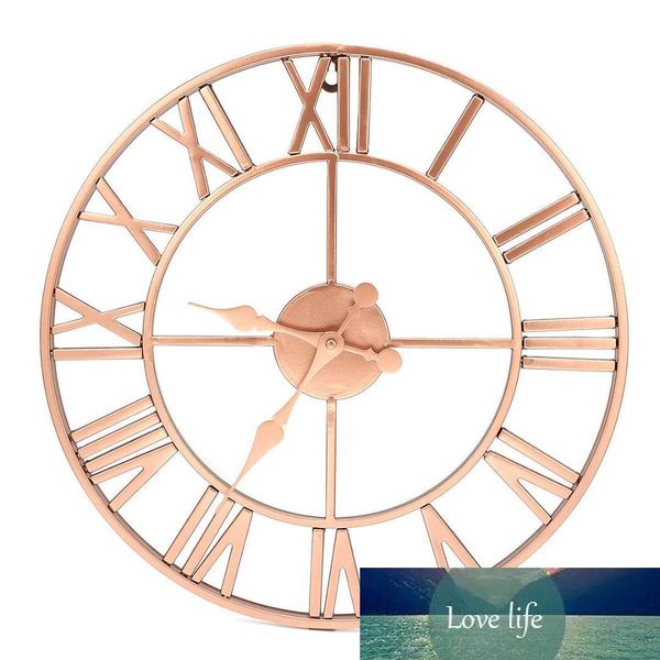 Metall Roségold Kupfer römische durchbrochene stille Wanduhr Home Decor Wohnzimmer schlichtes Design