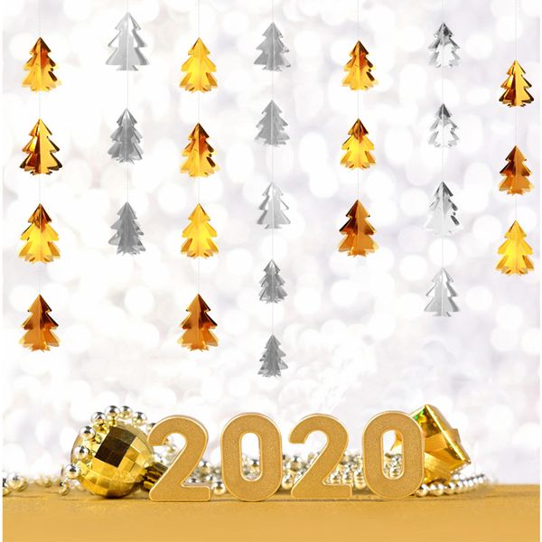 

2.5m christmas tree shape pendant 3d paper garland banner drop ornaments new year xmas holiday home jungle party decorations