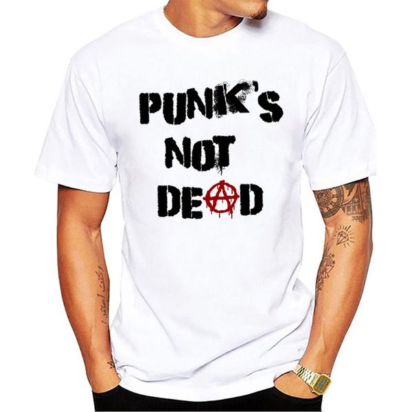 

punk not dead t shirt men punks not dead letter o-neck print short sleeve white tees men street style sketch rock, White;black