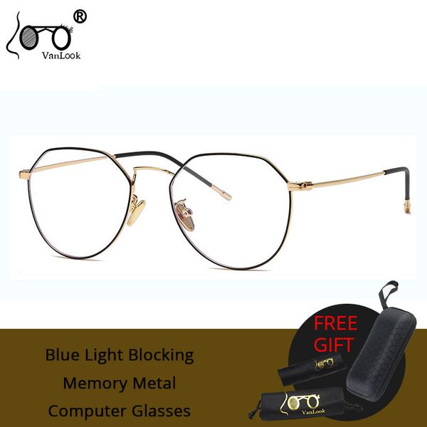 

blue light blocking memory metal computer glasses men women clear anti blue ray eyeglasses frame, White;black