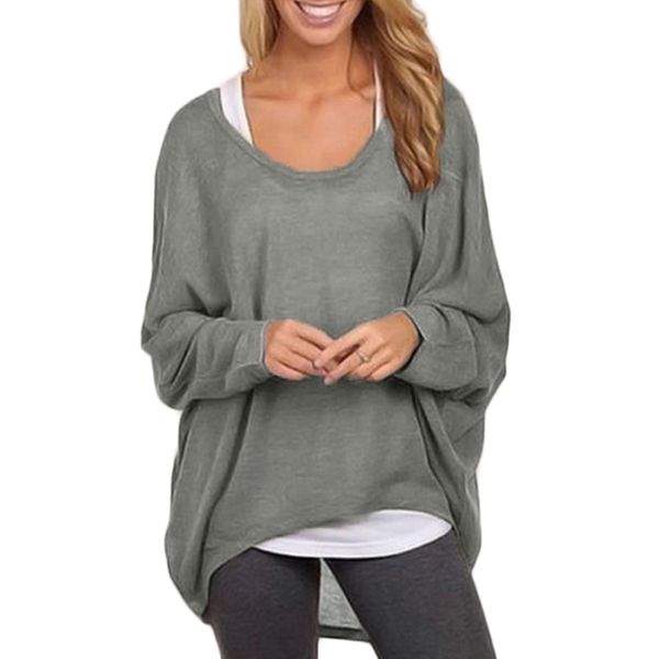 Womens Long Sleeve Over-size Pullover Hoodie Tunic Top Sweatshirt Sweater Jumper