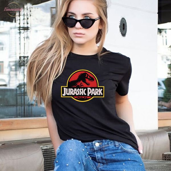

jurassic park women t shirts summer short sleeve letter t shirt print streetwear tee shirt plus size t shirt women s, White