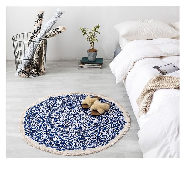 

марокко круглый ковер спальня boho стиль кисточкой хлопок ковер ручной работы национальный классический гобелен диван подушка татами коврики