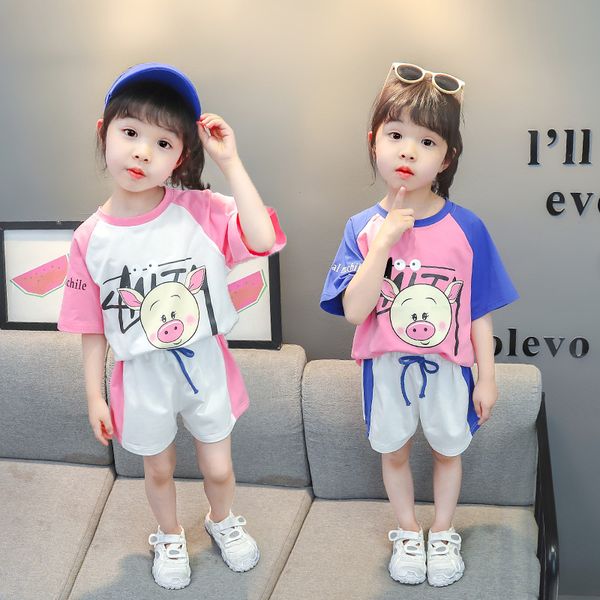 

детская одежда baby girl одежда лето наборы малыша для подростков девочек костюмы детей костюм 2pcs футболка + шорты мультфильм 6 3, White