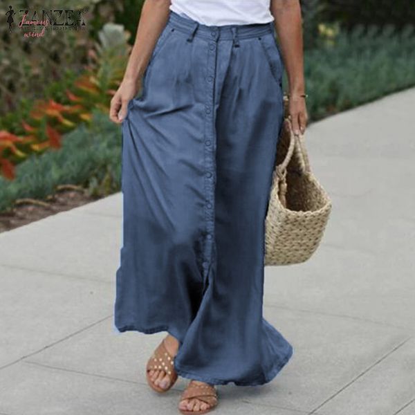 

2020 plus size women jupe skirts autumn faldas saia skirts casual solid button maxi vestidos female robe streetwear skirt, Black