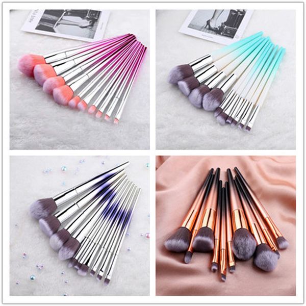 

10pcs makeup brush kit foundation blending powder eyeshadow contour concealer blush cosmetic makeup tool