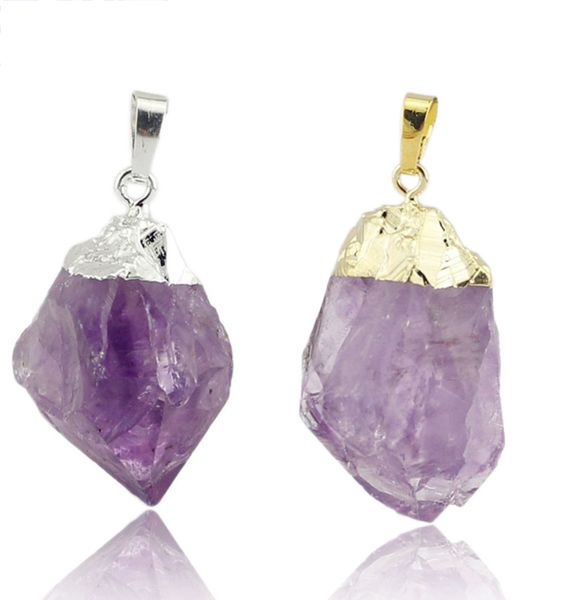 

ladies fashion new natural amethyst pendant designer creative original stone crystal jewelry pendant gift ing, Silver