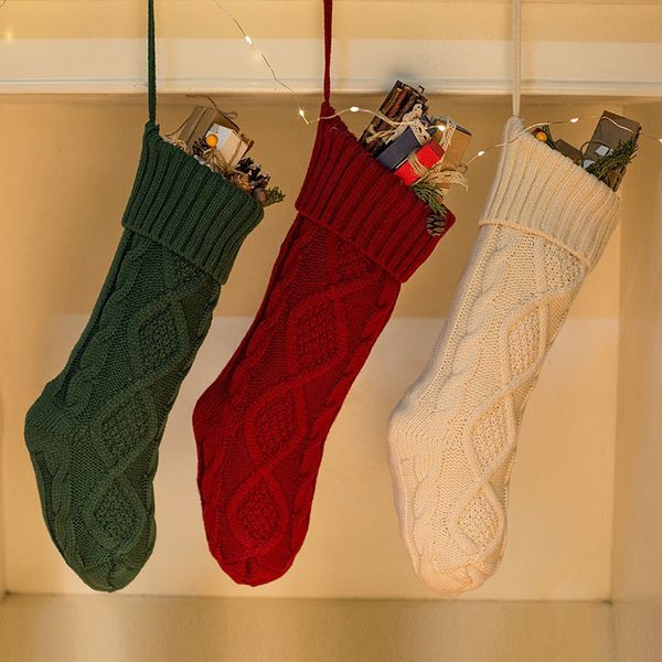 

1pc christmas holiday knitted stocking hanging crochet stock tree ornament decor christmas socks gift 10