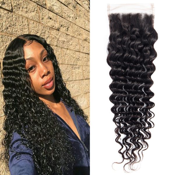 2020 Dressmaker Brazilian Deep Wave Lace Closure Free Part Non