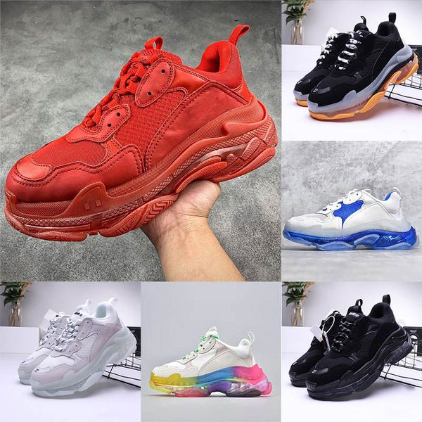 

2019 luxury #13;quality balenciaga triple s designer casual low old dad sneaker mens womens speed trainers shoes size 36 45, Black