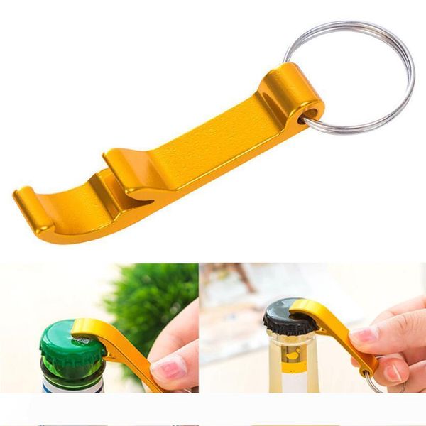 

portable beer bottle opener keychain 4 in 1 pocket aluminum alloy keychain ring beer bottle opener can 9 colors wedding party favor gifts