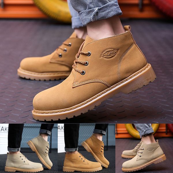 

men's outdoor matte leather boots trend england style suede high-slip skid boots botas hombre, Black