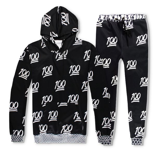 

New Mens Autumn Winter Print Pullover Sweatshirt Top Pants Sets Sport Suit Tracksuit Training Gym Fitness Tracksuits Running Set