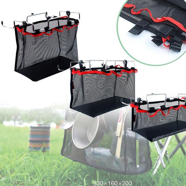 

outdoor wire bracket desk hanging mesh net bag bbq kitchen tools pouch organizer