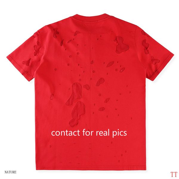 

fashion men casual t shirt for summer t shirt with letter printed big hole mens tees streetwear clothing size s-3xl xy1882204, White;black